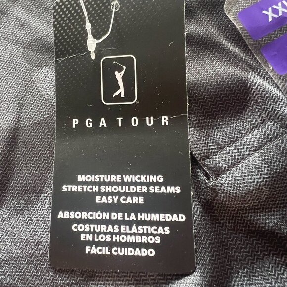 PGA Tour Men S Golf Performance 3 Button Placket Polo Shirt Caviar XXL - Picture 4 of 7